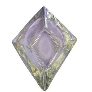 Clear Glass Ashtray Diamond Shape 8x6 Inches Heavyweight
